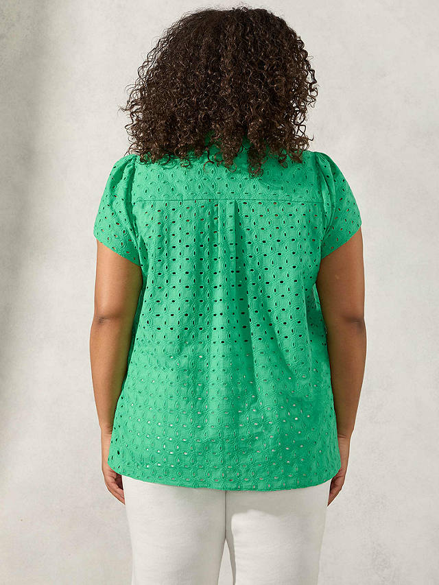 Live Unlimited Curve Broderie Short Sleeve Shirt, Green