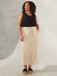 Live Unlimited Curve Linen Blend Stripe Maxi Skirt, Ivory/Multi