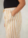 Live Unlimited Curve Linen Blend Stripe Maxi Skirt, Ivory/Multi