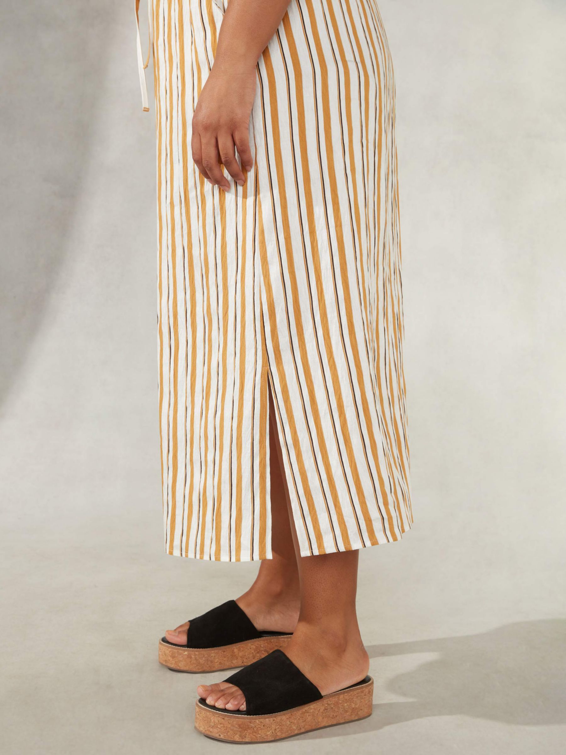Buy Live Unlimited Curve Linen Blend Stripe Maxi Skirt, Ivory/Multi Online at johnlewis.com