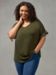 Live Unlimited Curve Tie Sleeve Top, Green