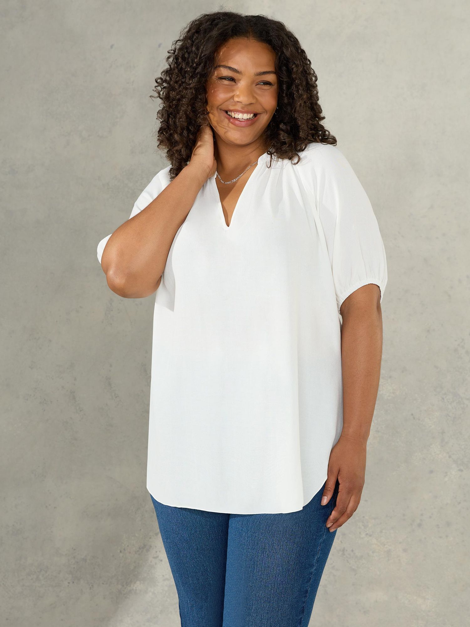 Live Unlimited Curve Lightweight Short Sleeve Blouse, White, 16