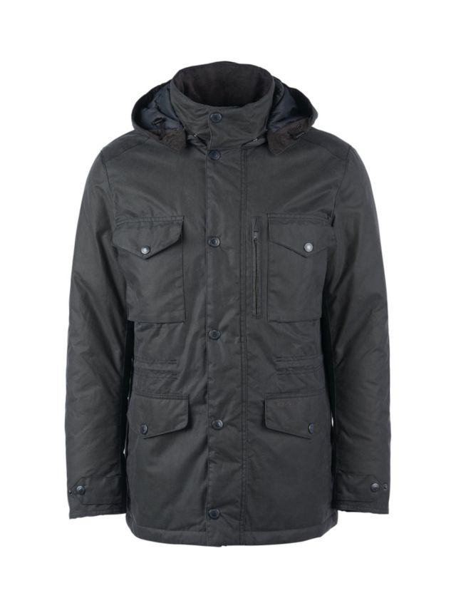 Barbour Winter Sapper Wax Jacket, Grey/Black Slate, S