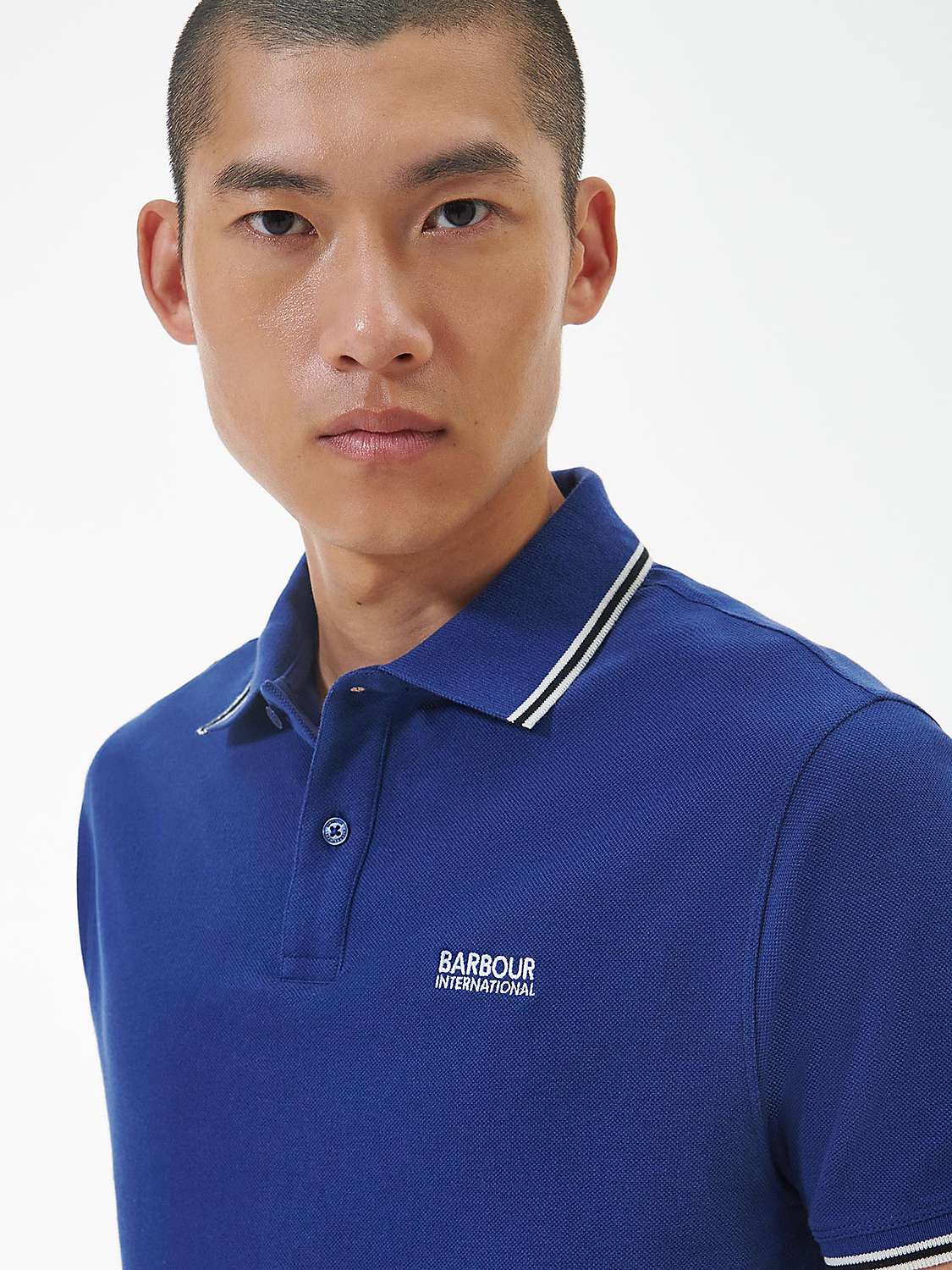 Barbour International Essential Tipped Polo Shirt, Inky Blue at John ...