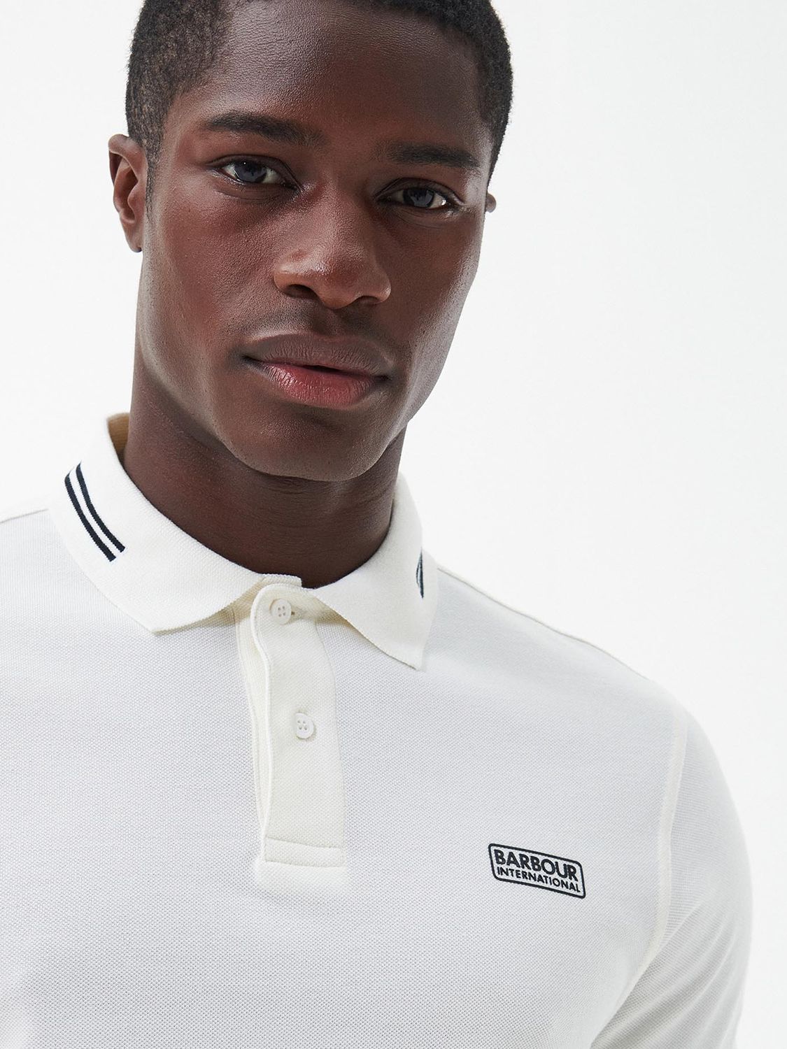 Barbour International Essential Tipped Polo Shirt, Whisper White at ...