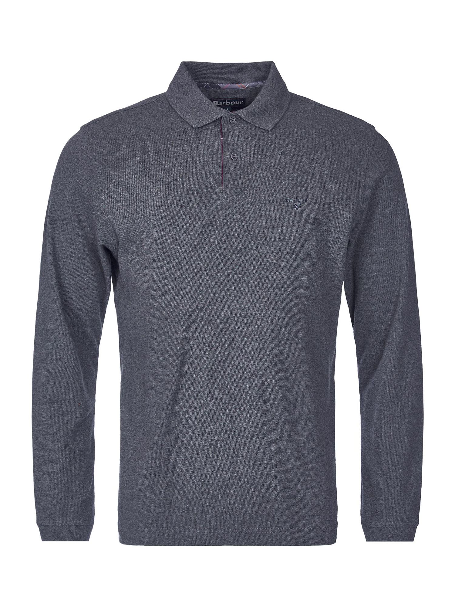 Barbour Essential Cotton Long Sleeve Polo Shirt, Grey at John Lewis ...