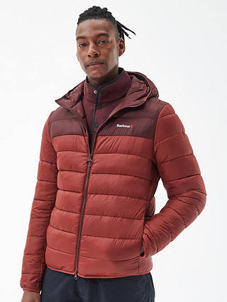 Barbour Quilted Colour Block Hooded Jacket, Russet