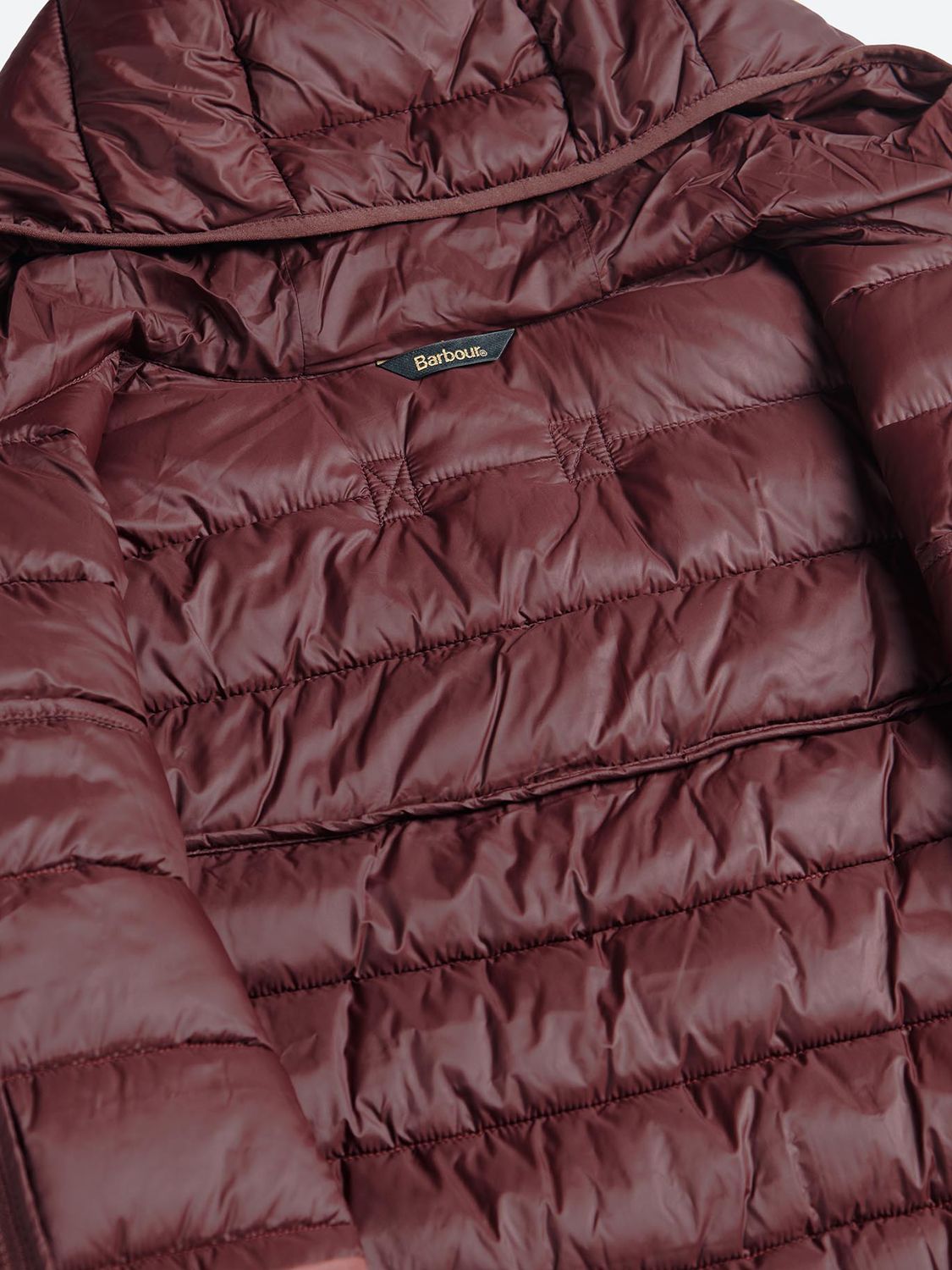 Barbour Quilted Colour Block Hooded Jacket, Russet at John Lewis & Partners
