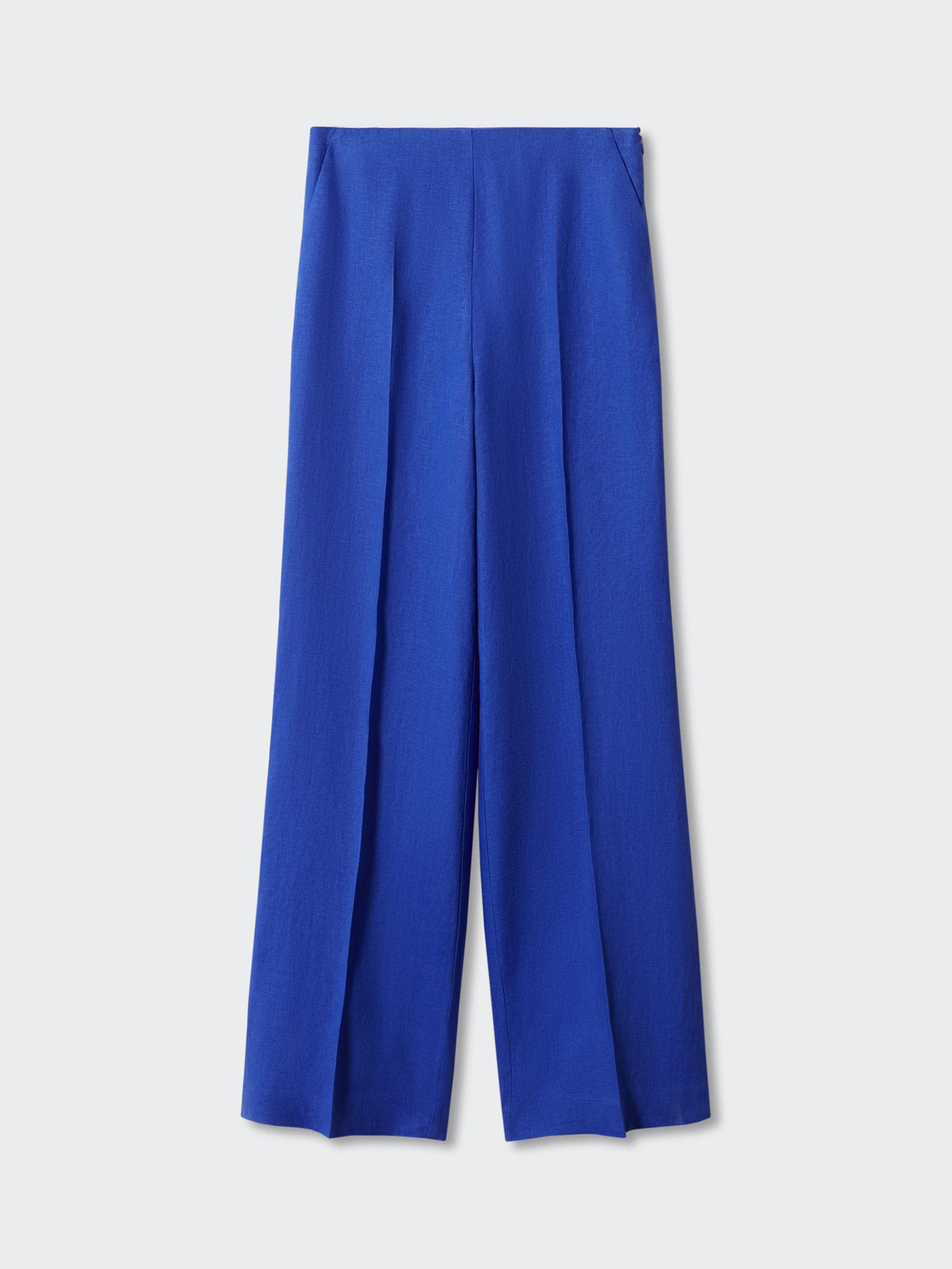 Mango Linet Linen Blend Trousers, Medium Blue at John Lewis & Partners