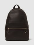 Reiss Drew Leather Backpack, Dark Brown
