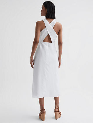 Reiss Rhoda Cut Out Linen Blend Midi Dress, Ivory