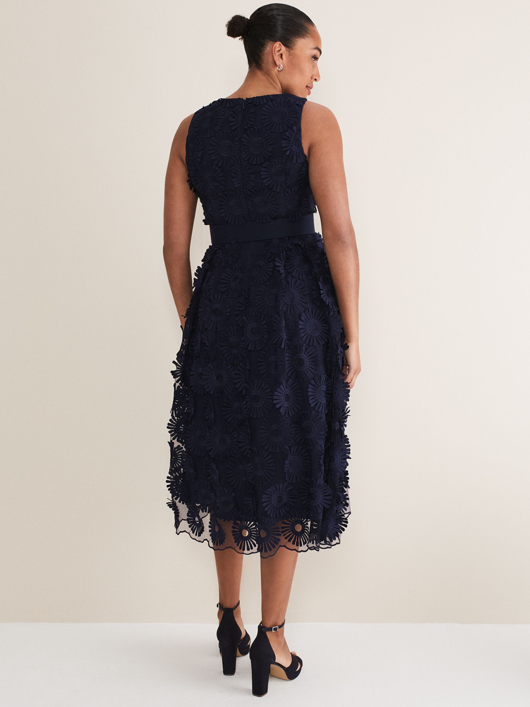 Buy Phase Eight Flossy Lace Midi Dress, Navy Online at johnlewis.com