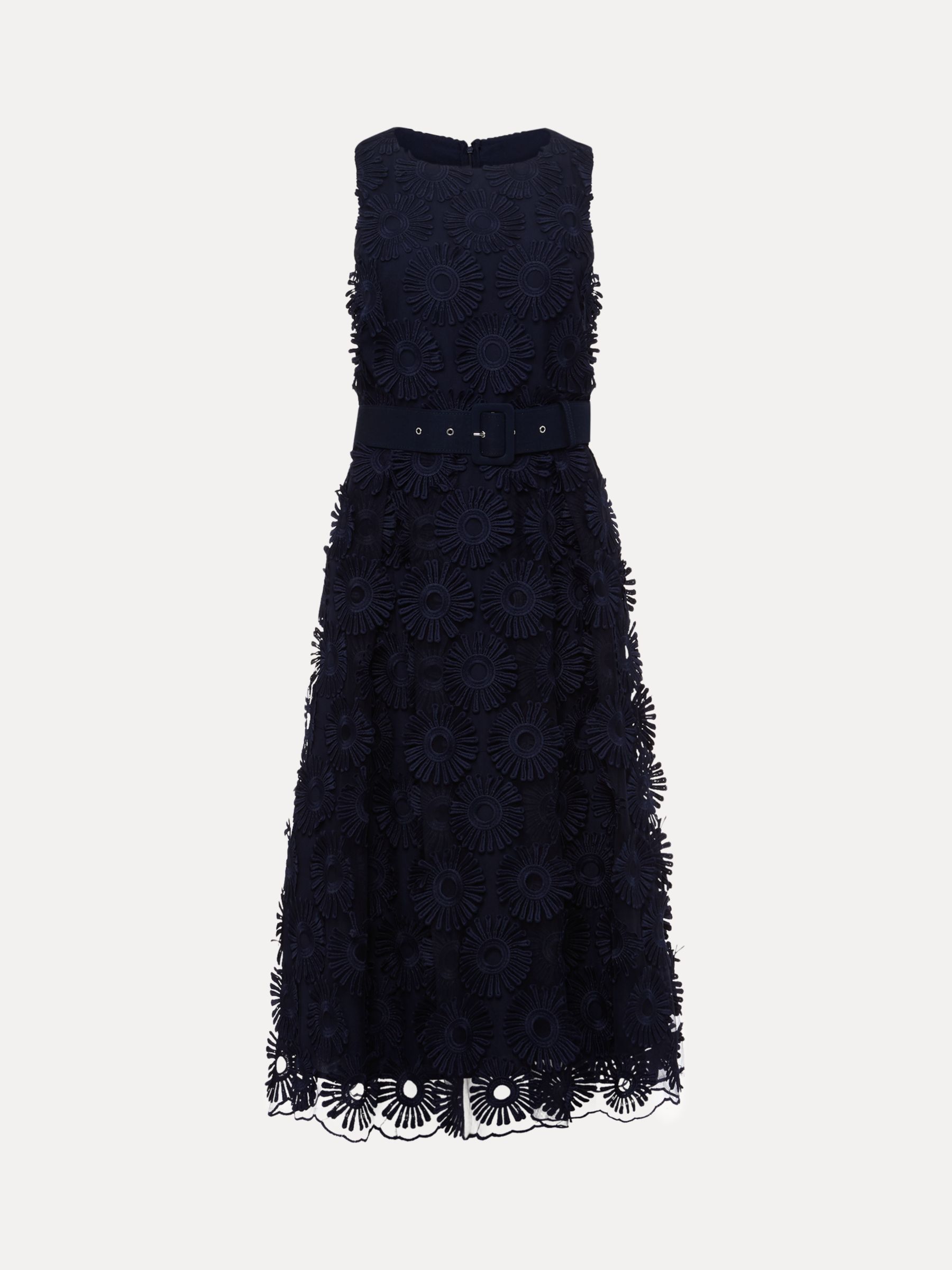 Phase Eight Flossy Lace Midi Dress, Navy at John Lewis & Partners