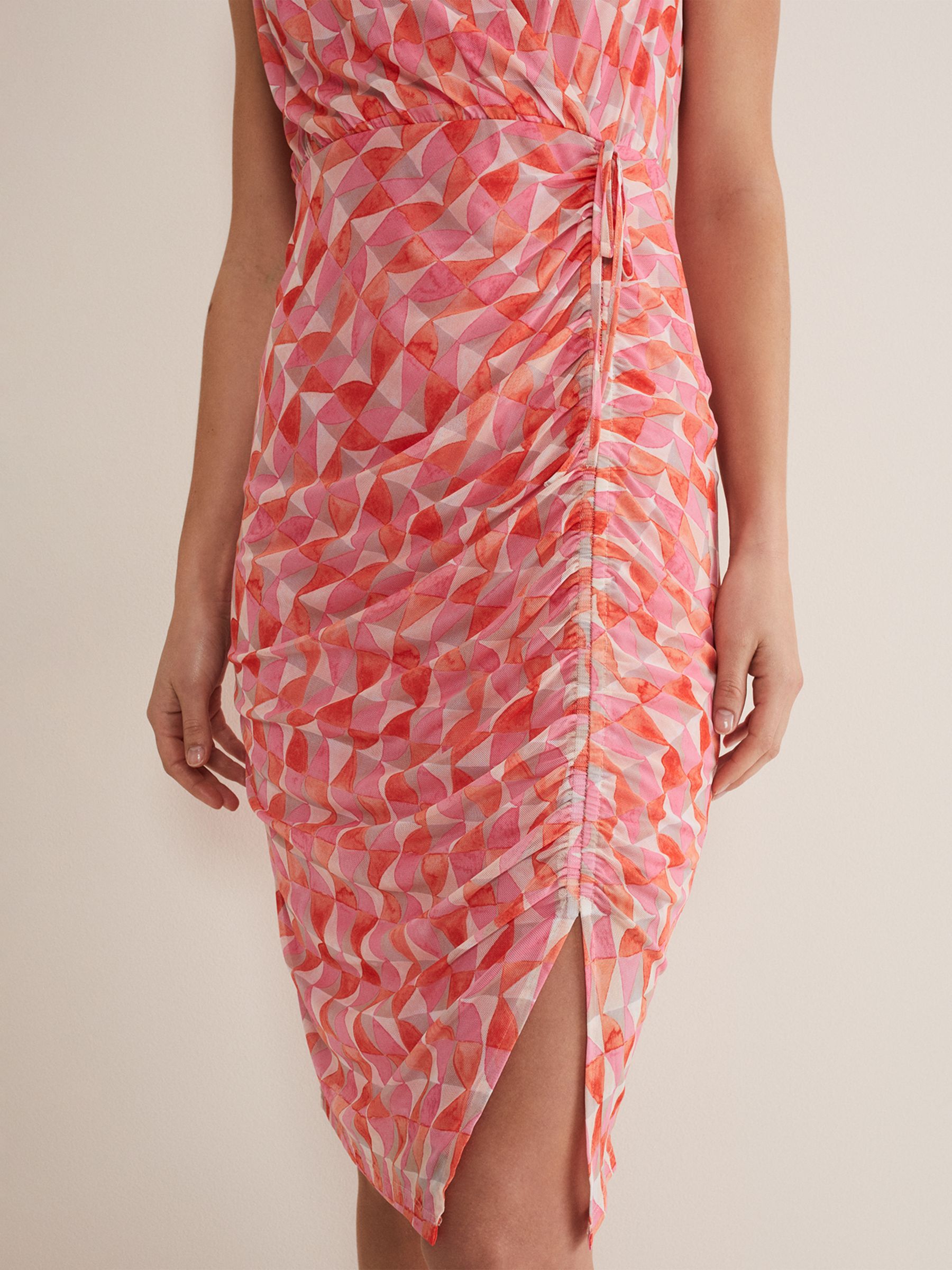 Phase Eight Khy Geo Wrap Mini Dress, Pink, 24