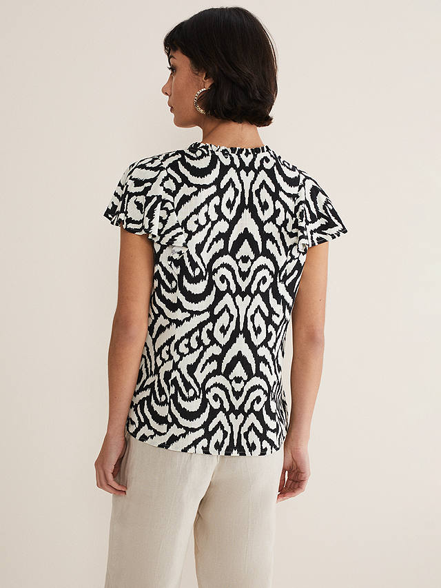 Phase Eight Dalia Abstract Top, Black/Ivory at John Lewis & Partners