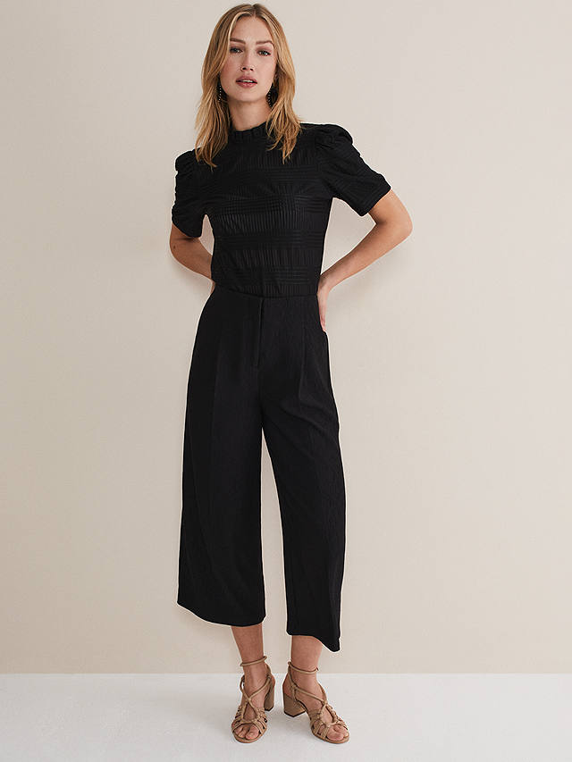 Phase Eight Audrea Plain Tailored Culottes, Black at John Lewis & Partners