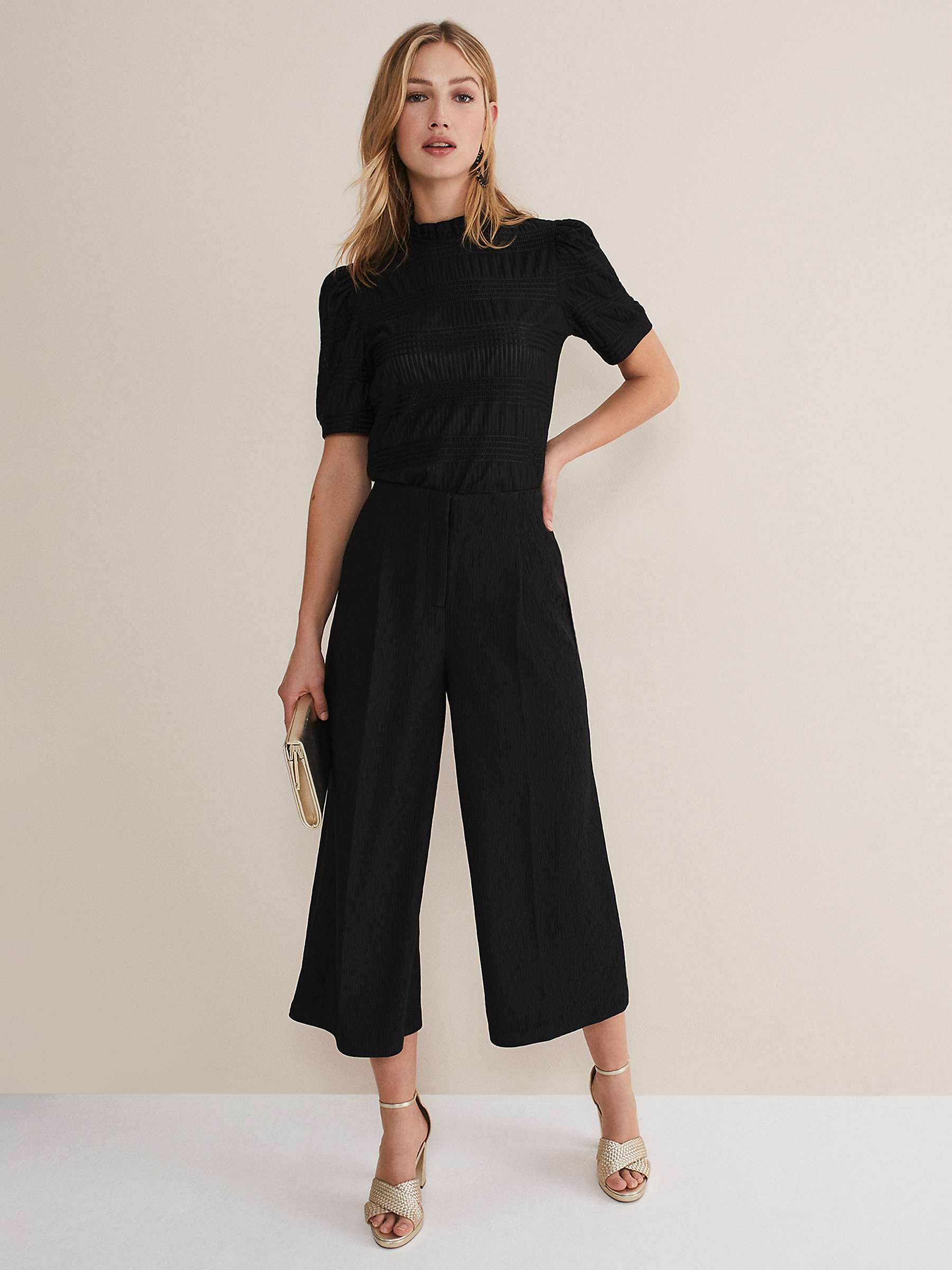 Buy Phase Eight Audrea Plain Tailored Culottes, Black Online at johnlewis.com