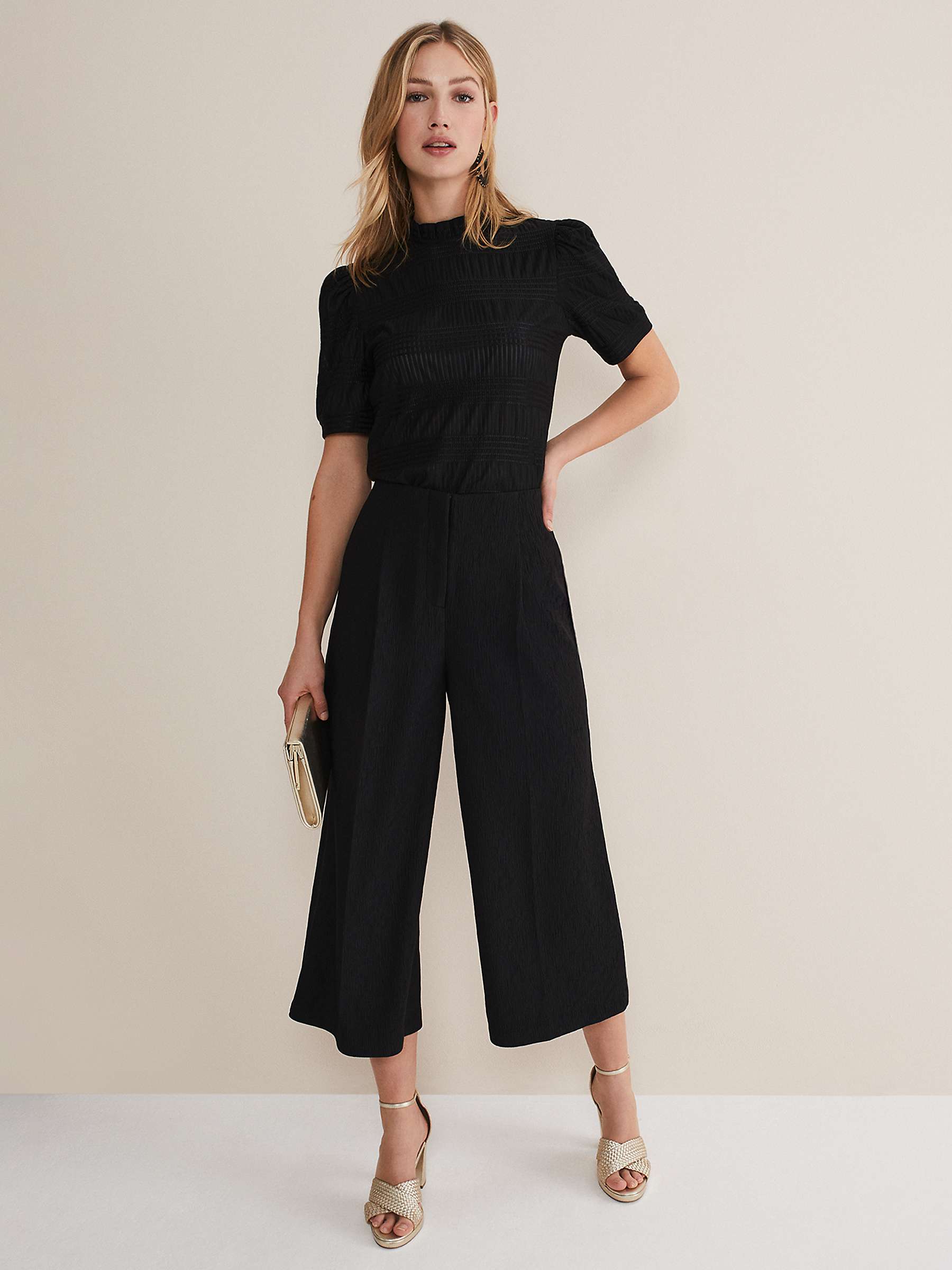 Phase Eight Audrea Plain Tailored Culottes, Black at John Lewis & Partners