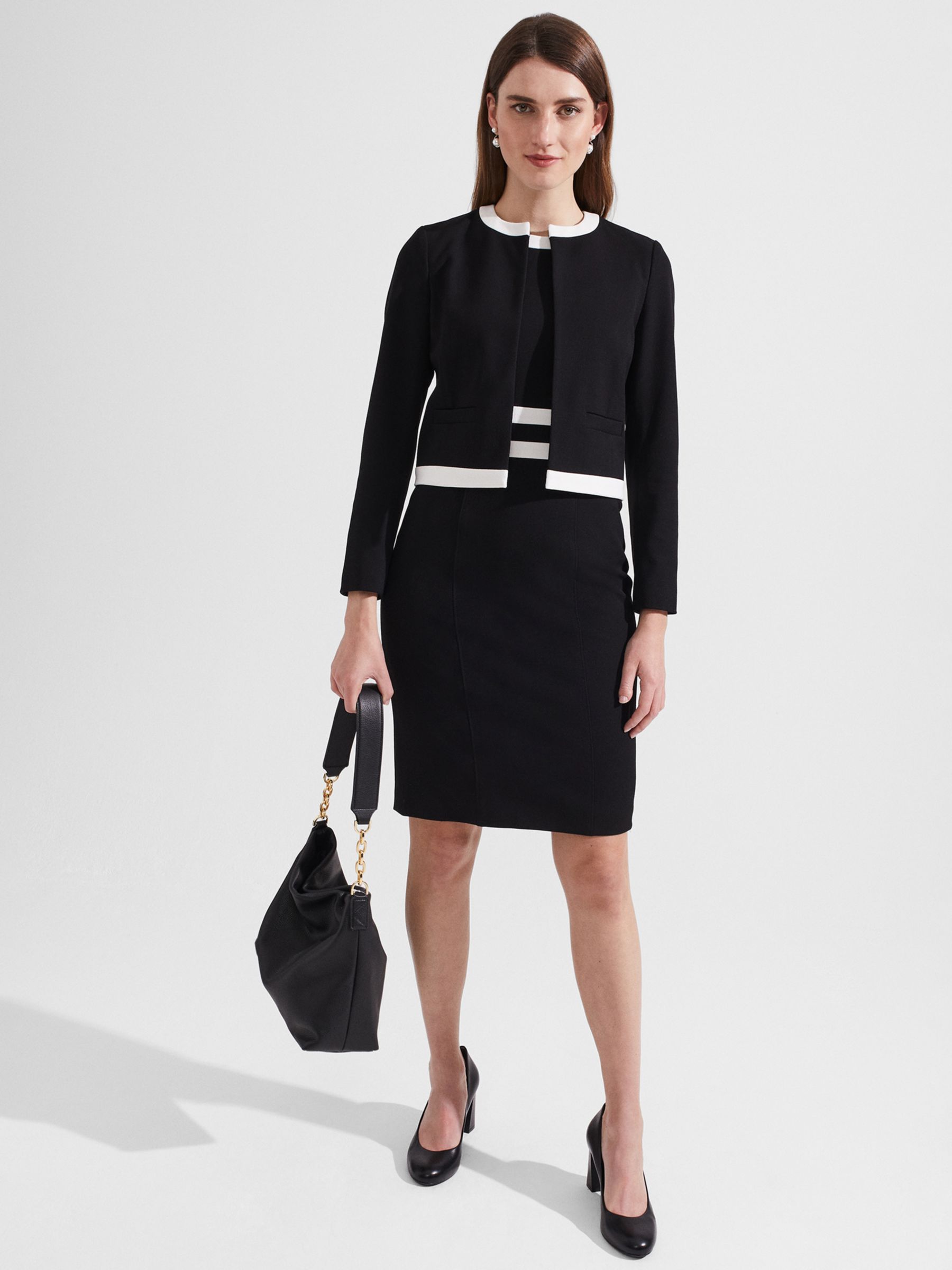 Hobbs Suri Tailored Jacket, Black/Ivory at John Lewis & Partners