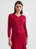 Hobbs Reena Ribbed Cardigan, Red Berry, Red Berry