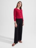 Hobbs Reena Ribbed Cardigan, Red Berry, Red Berry