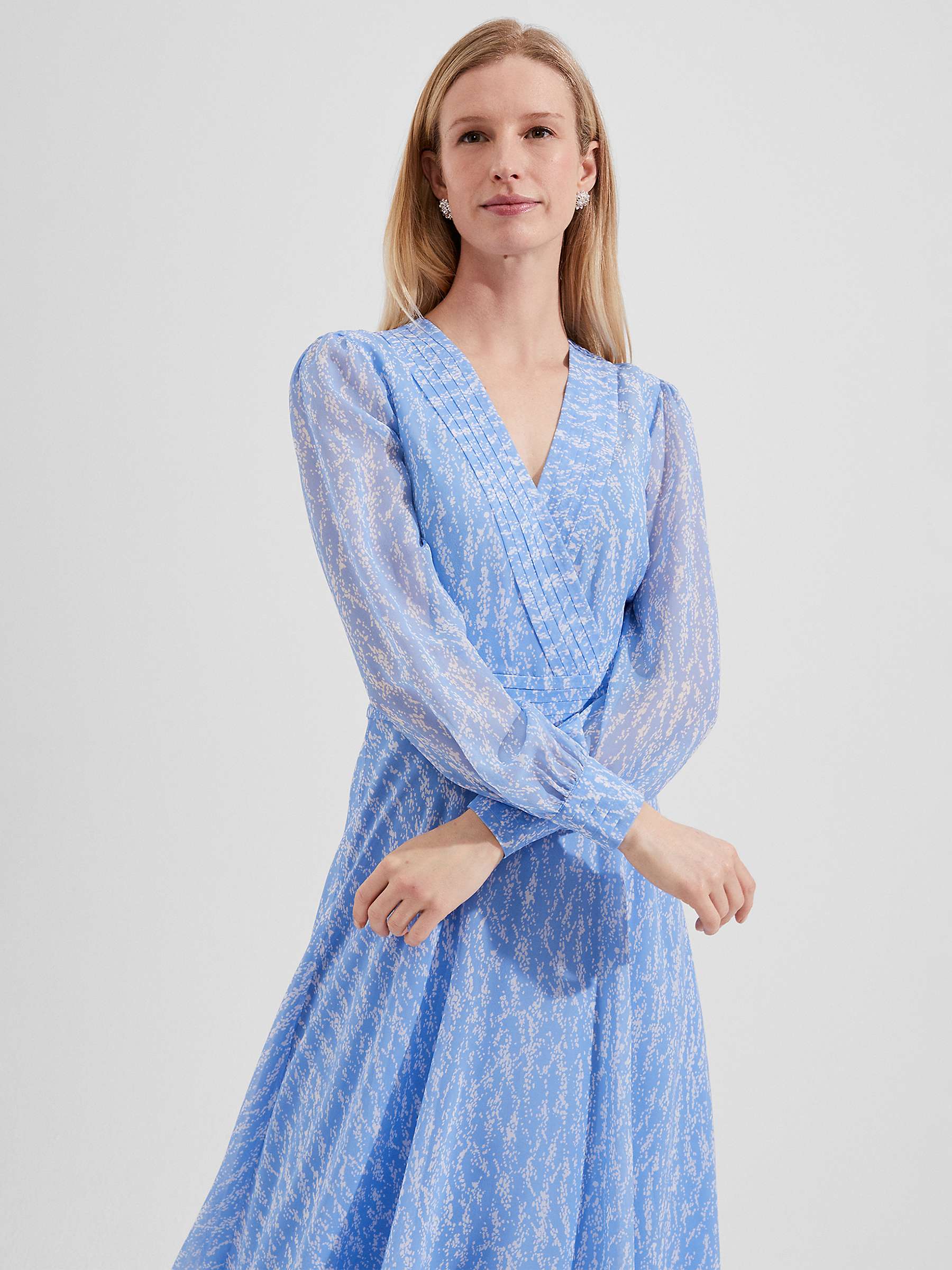 Buy Hobbs Viviana Midi Silk Dress, Blue/Multi Online at johnlewis.com