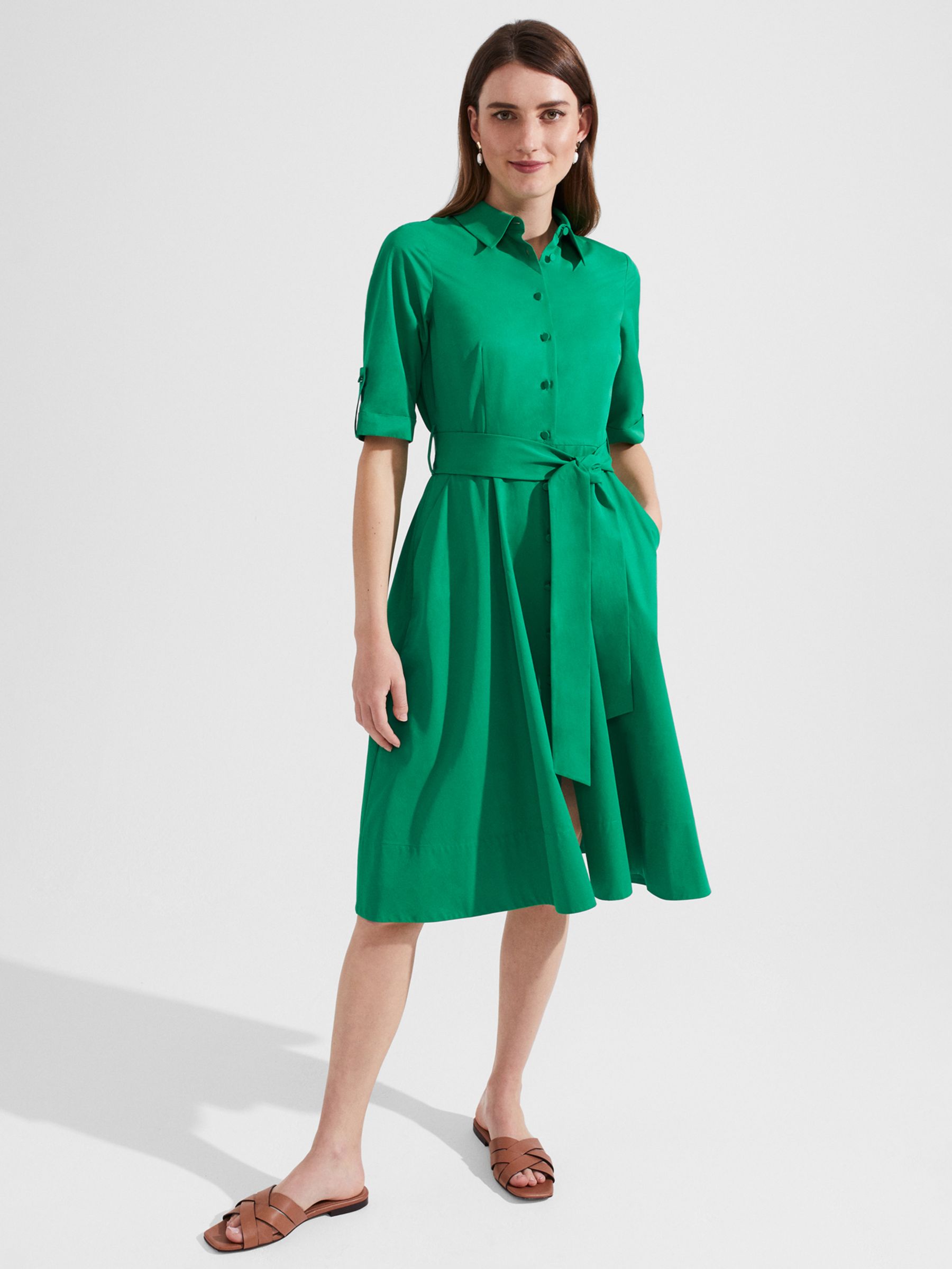 Hobbs Tyra Shirt Dress, Green at John Lewis & Partners