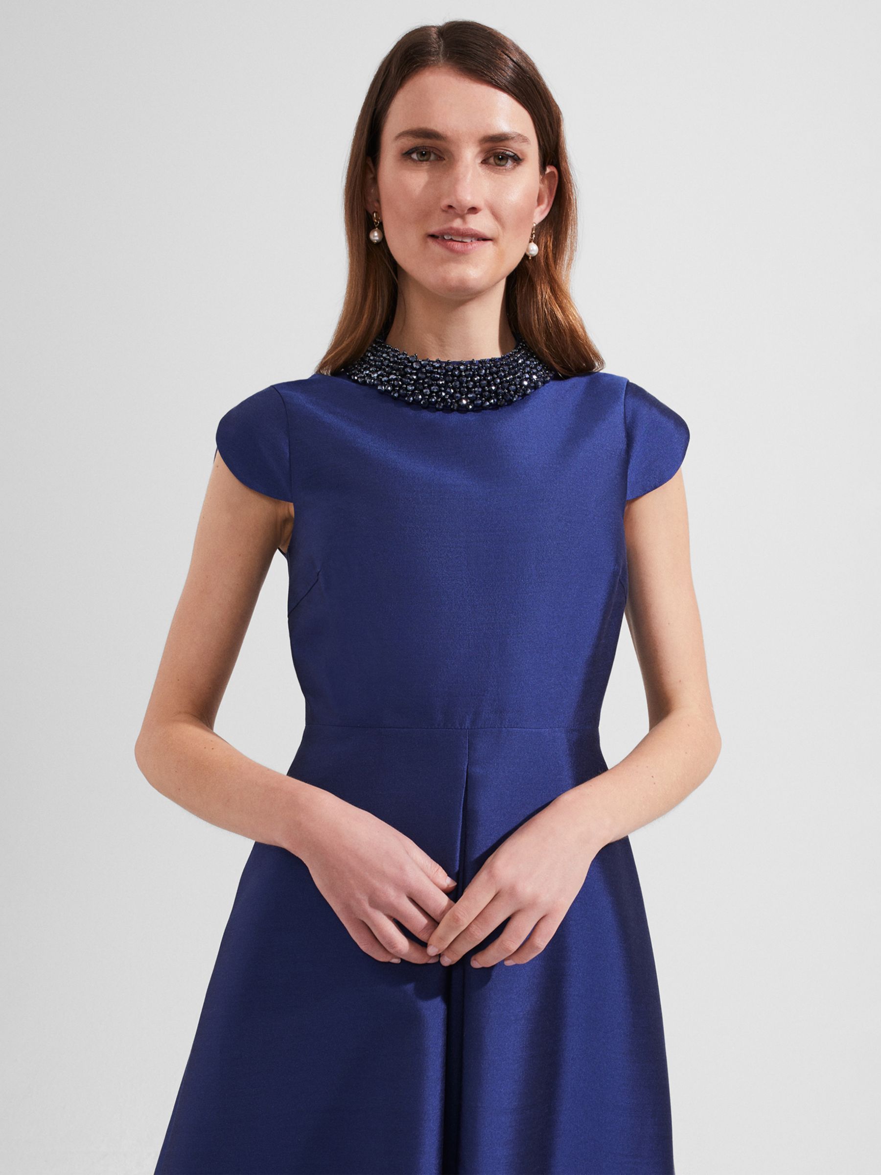 Hobbs Christie Midi Dress, Royal Blue at John Lewis & Partners