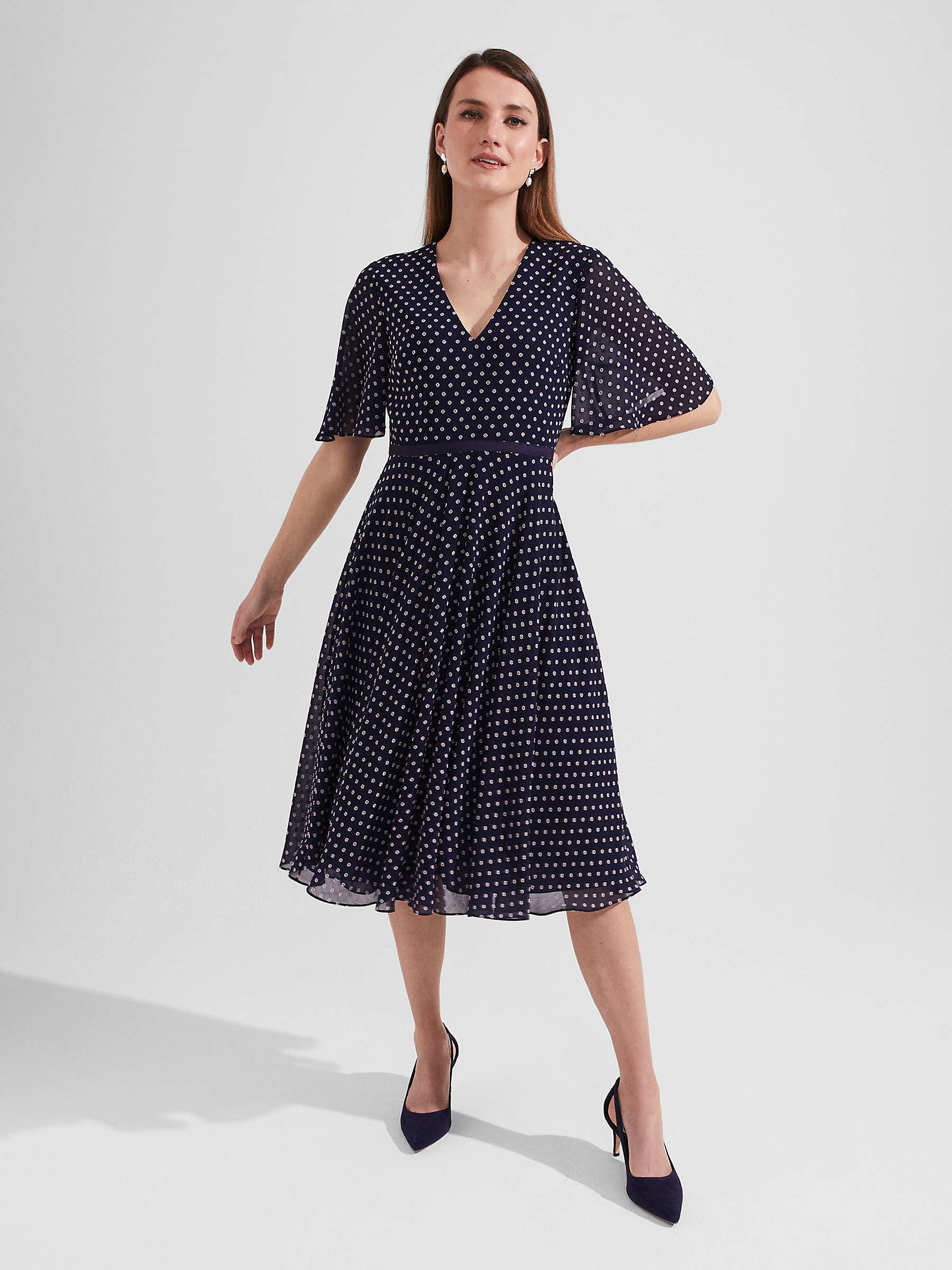 Buy Hobbs Celia Midi Dress, Navy/Multi Online at johnlewis.com