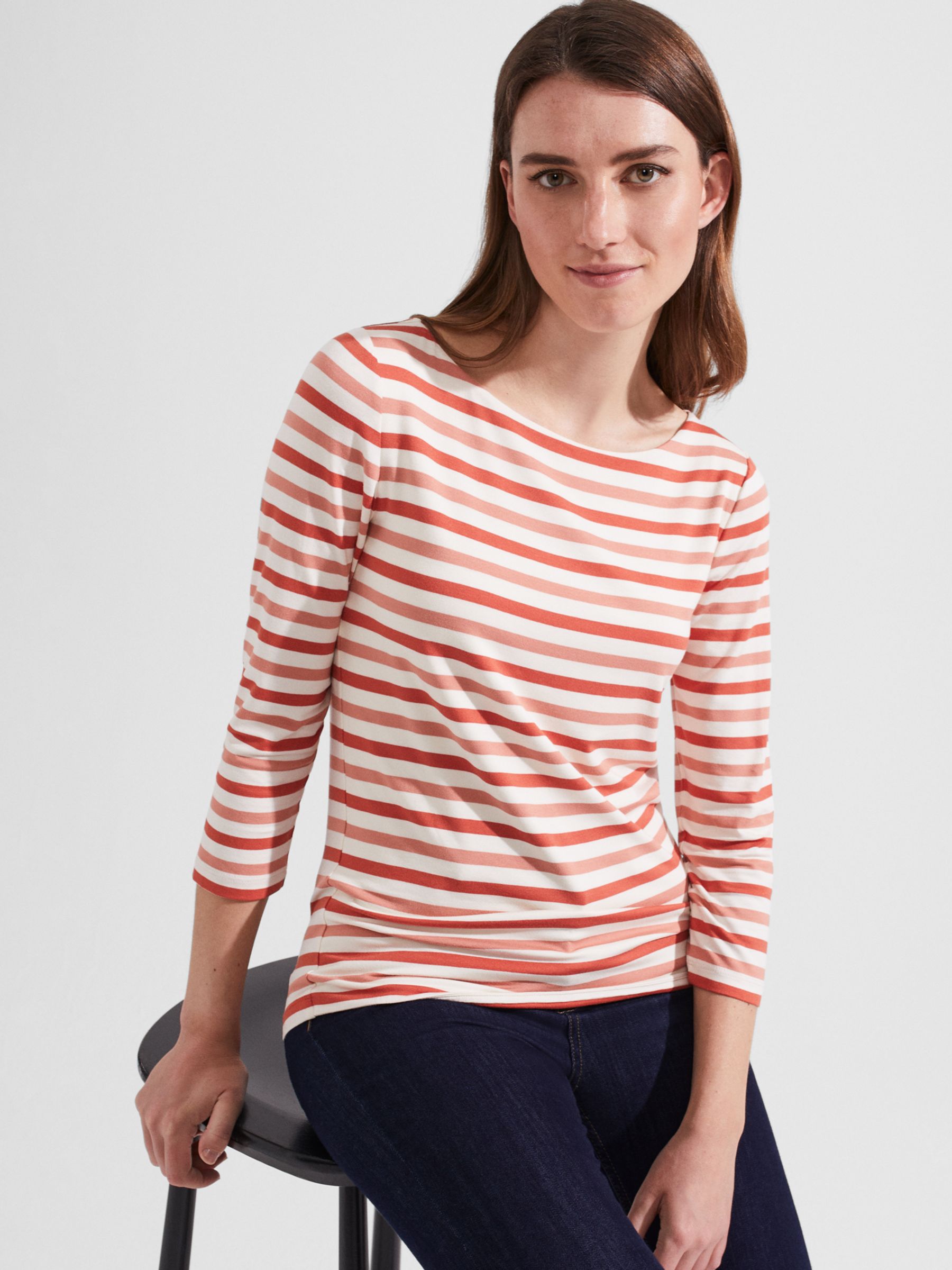 Hobbs Sonya Striped Top, Ivory/Multi