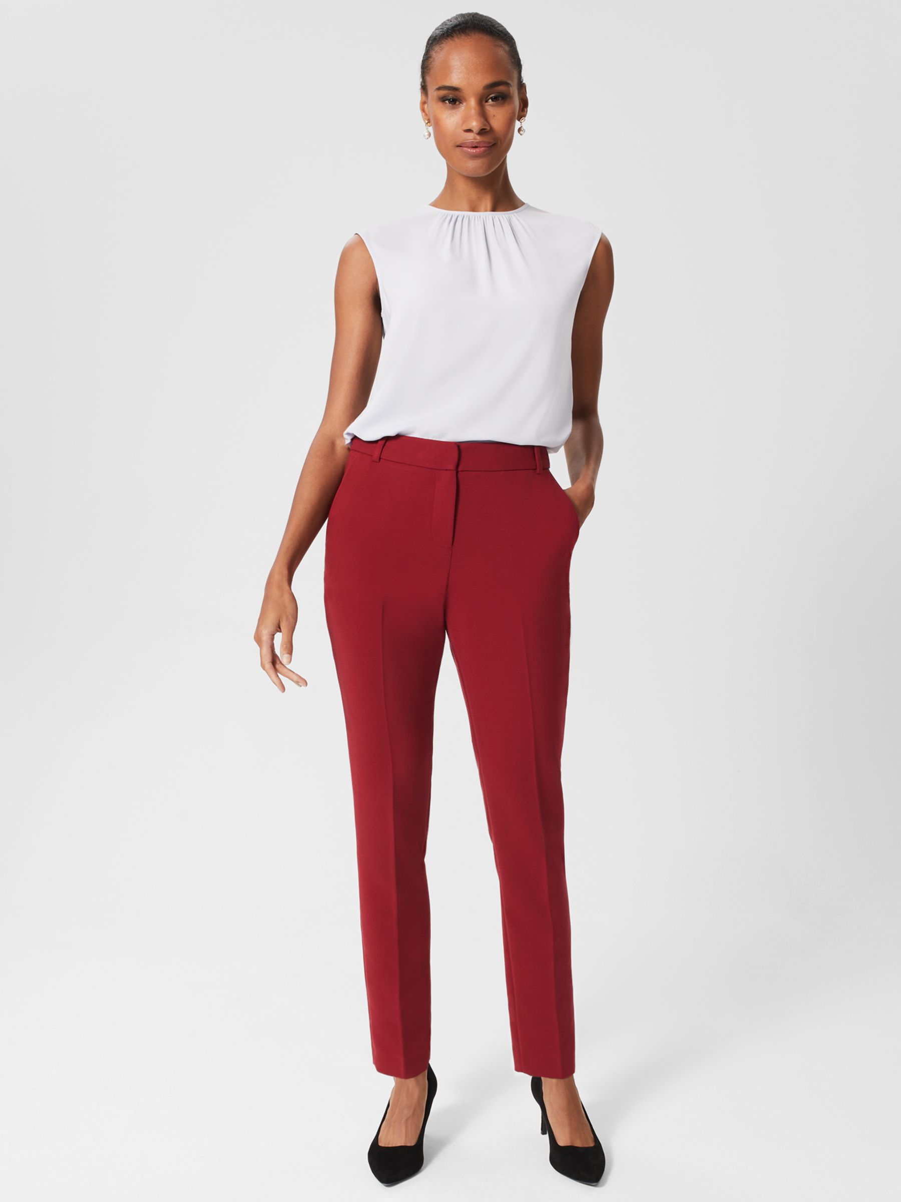 Hobbs Suki Tailored Trousers, Rhubarb Red at John Lewis & Partners