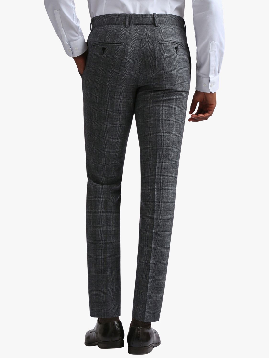 Ted Baker Zion Slim Fit Wool Trousers, Charcoal Check, 36L