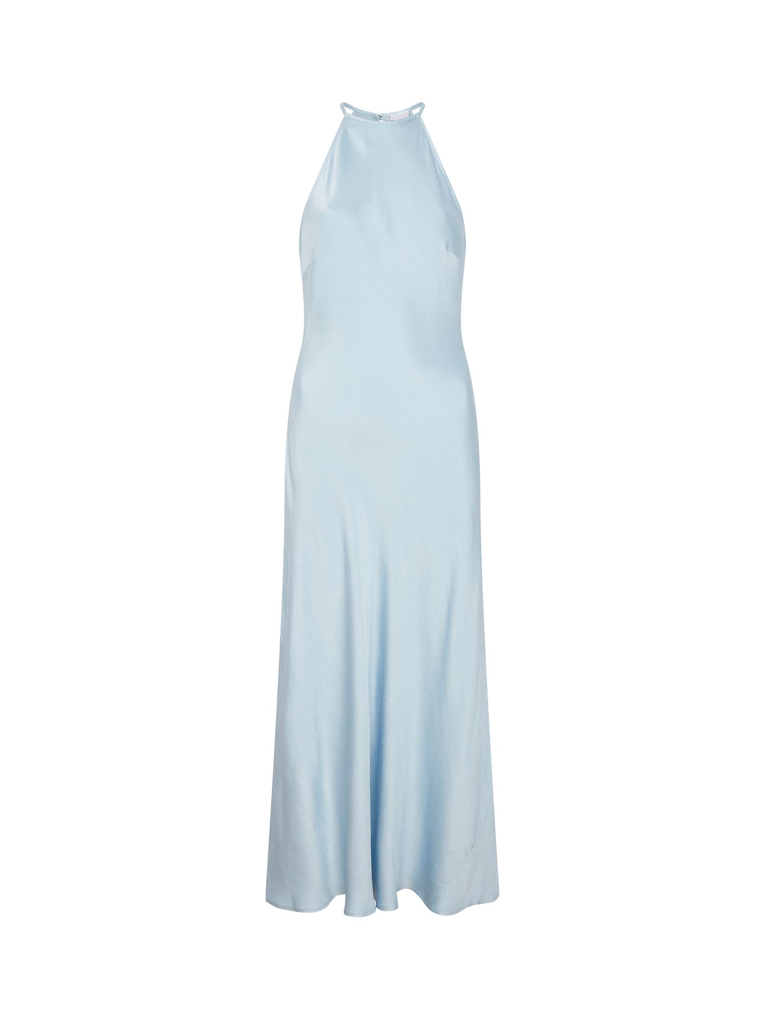 Ghost Elsie Satin Midi Dress, Chambray Blue at John Lewis & Partners