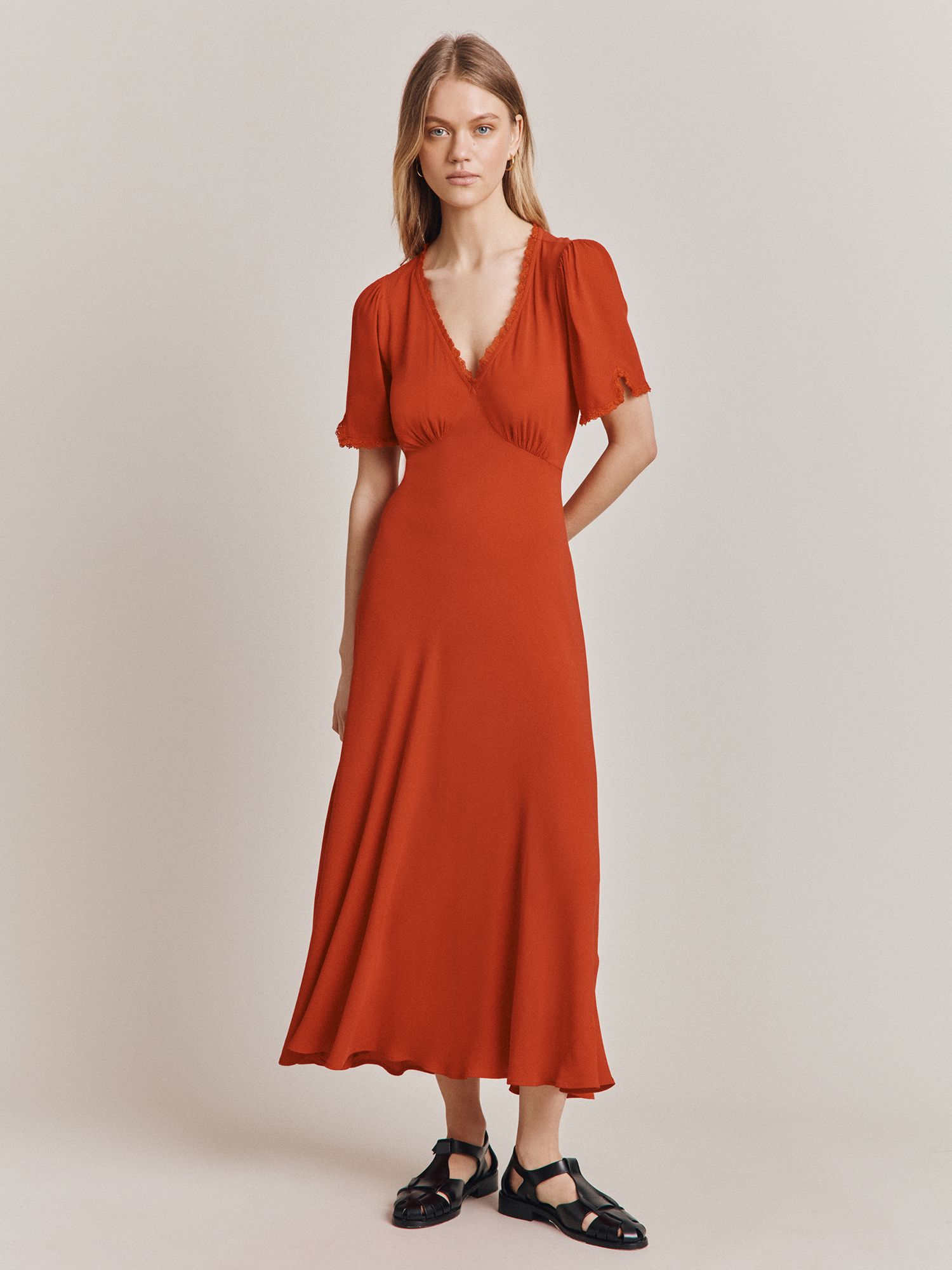 Ghost Victoria Crepe Maxi Dress, Poppy at John Lewis & Partners