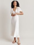 Ghost Jennifer Plain Satin Midi Dress, Ivory