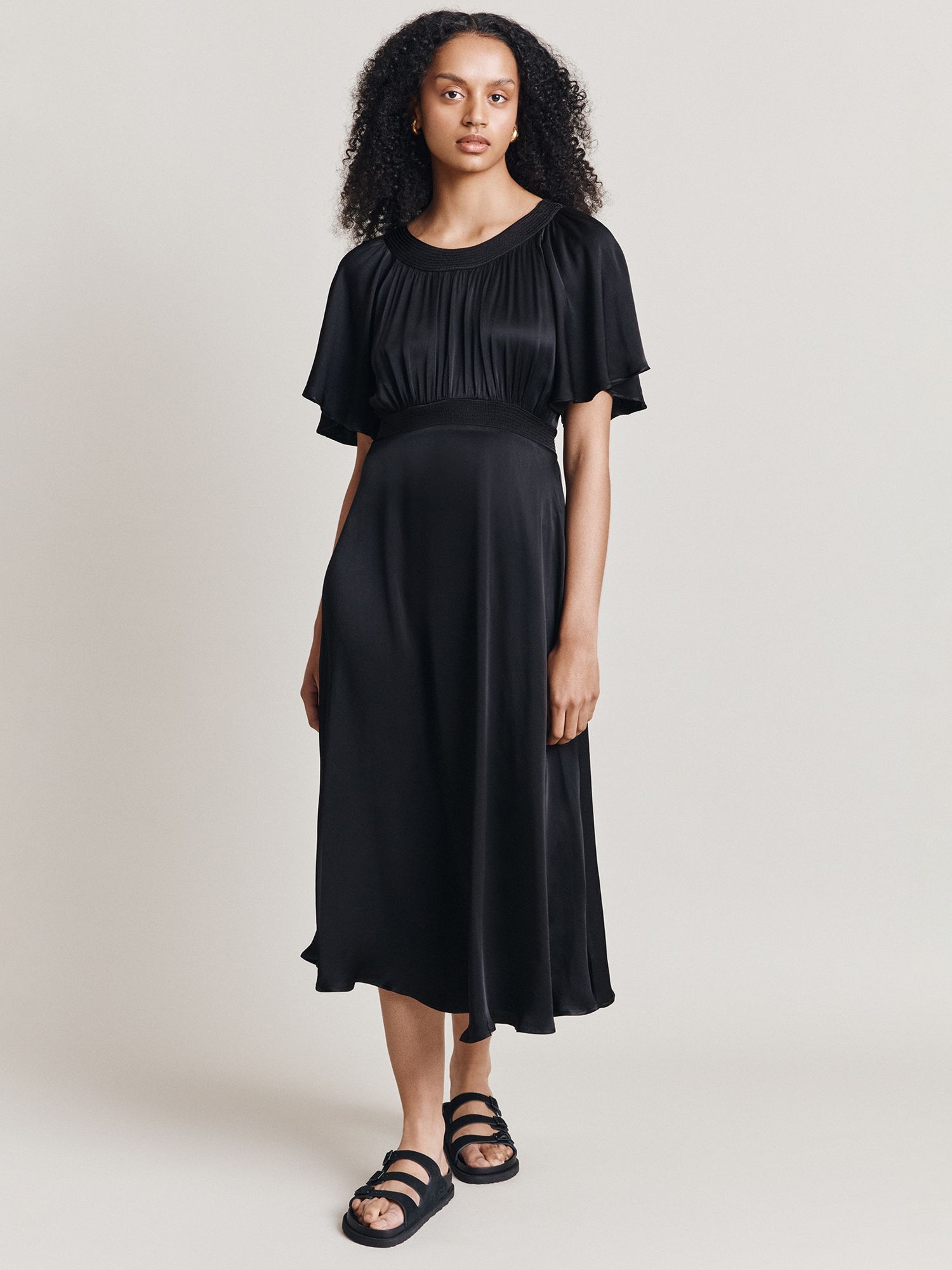 Ghost Flora Midi Dress Black