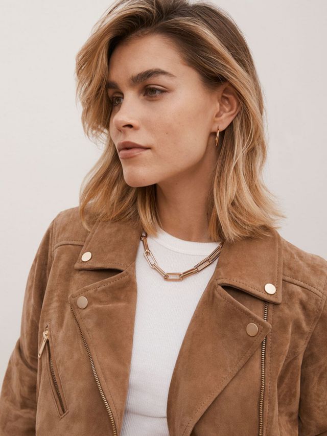 Mint velvet tan sales leather jacket