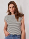 Mint Velvet Extended Shoulder Stripe T-Shirt, Multi