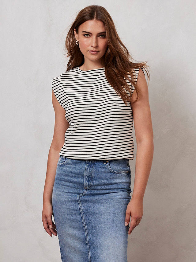 Mint Velvet Extended Shoulder Stripe T-Shirt, Multi