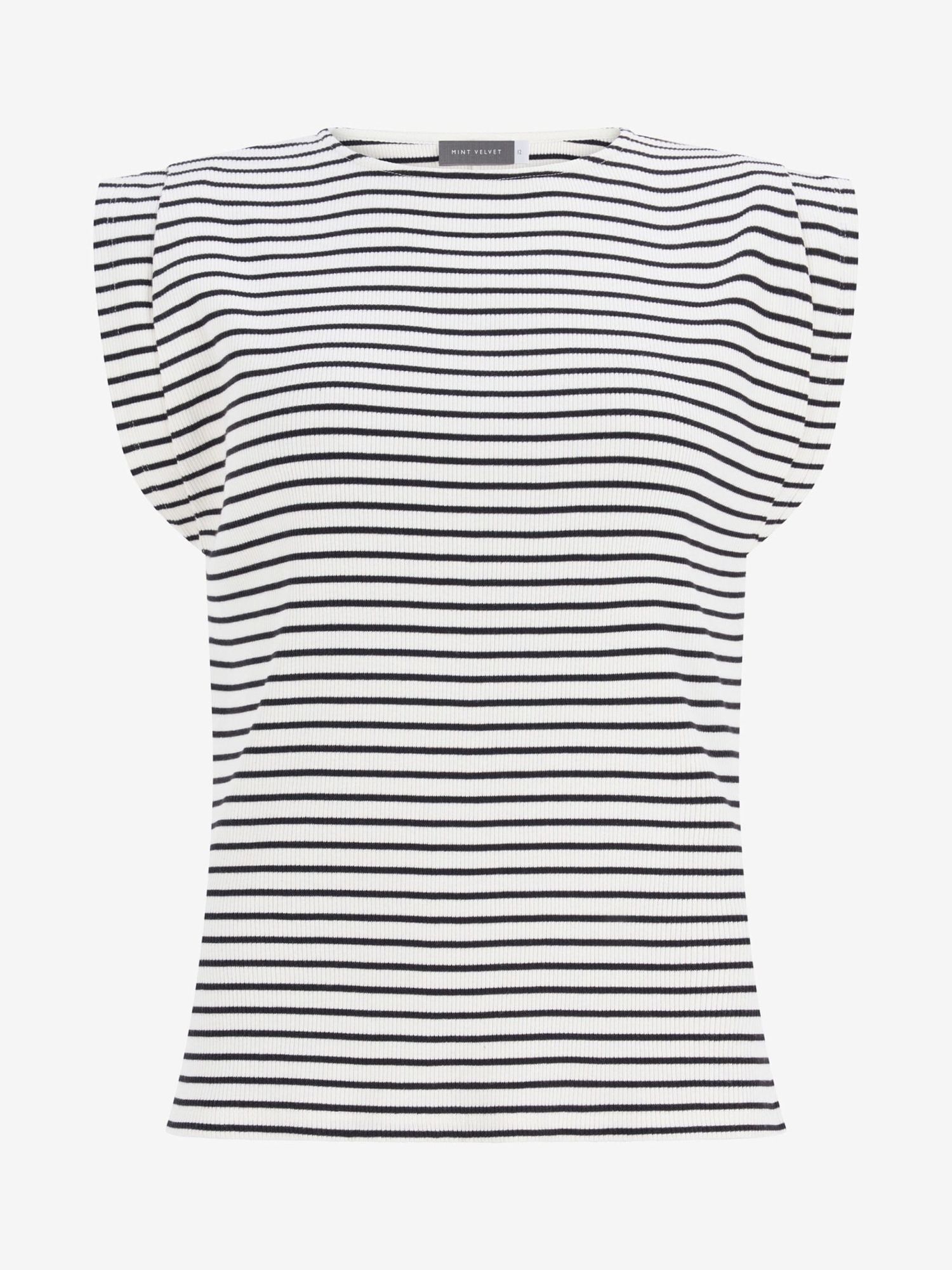 Mint Velvet Extended Shoulder Stripe T-Shirt, Multi, L