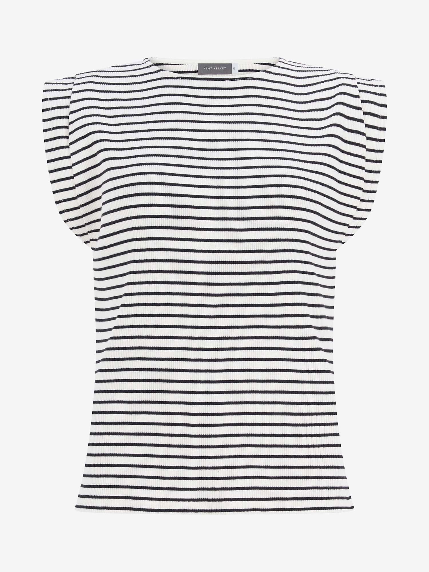 Mint Velvet Extended Shoulder Stripe T-Shirt, Multi at John Lewis ...