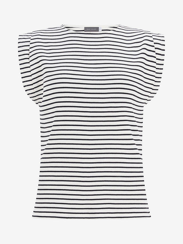 Mint Velvet Extended Shoulder Stripe T-Shirt, Multi
