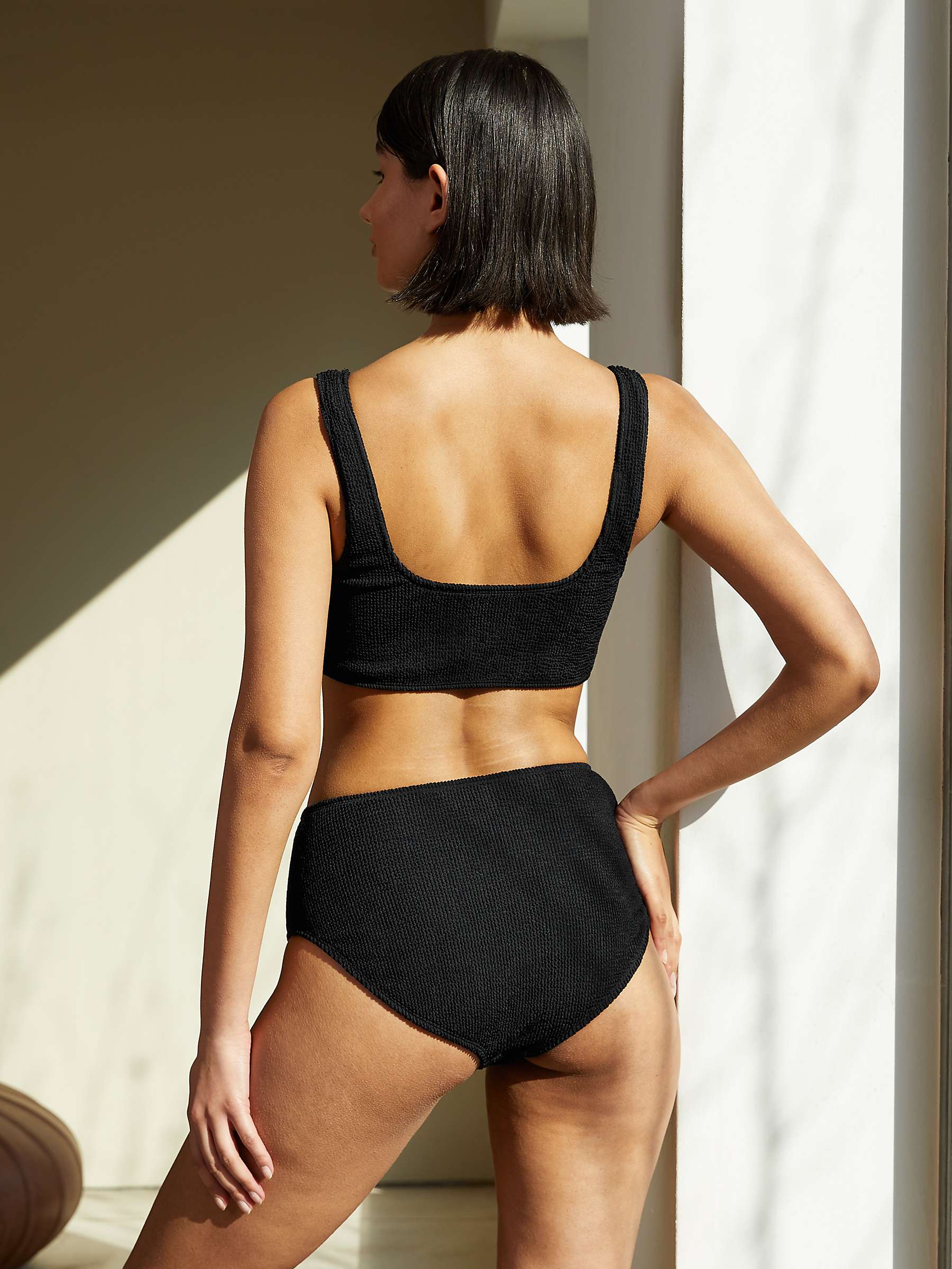 Buy Albaray Ribbed Bikini Bottoms, Black Online at johnlewis.com