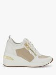 Dune Eiline Leather Mix Lace Up Wedge Trainers, Gold