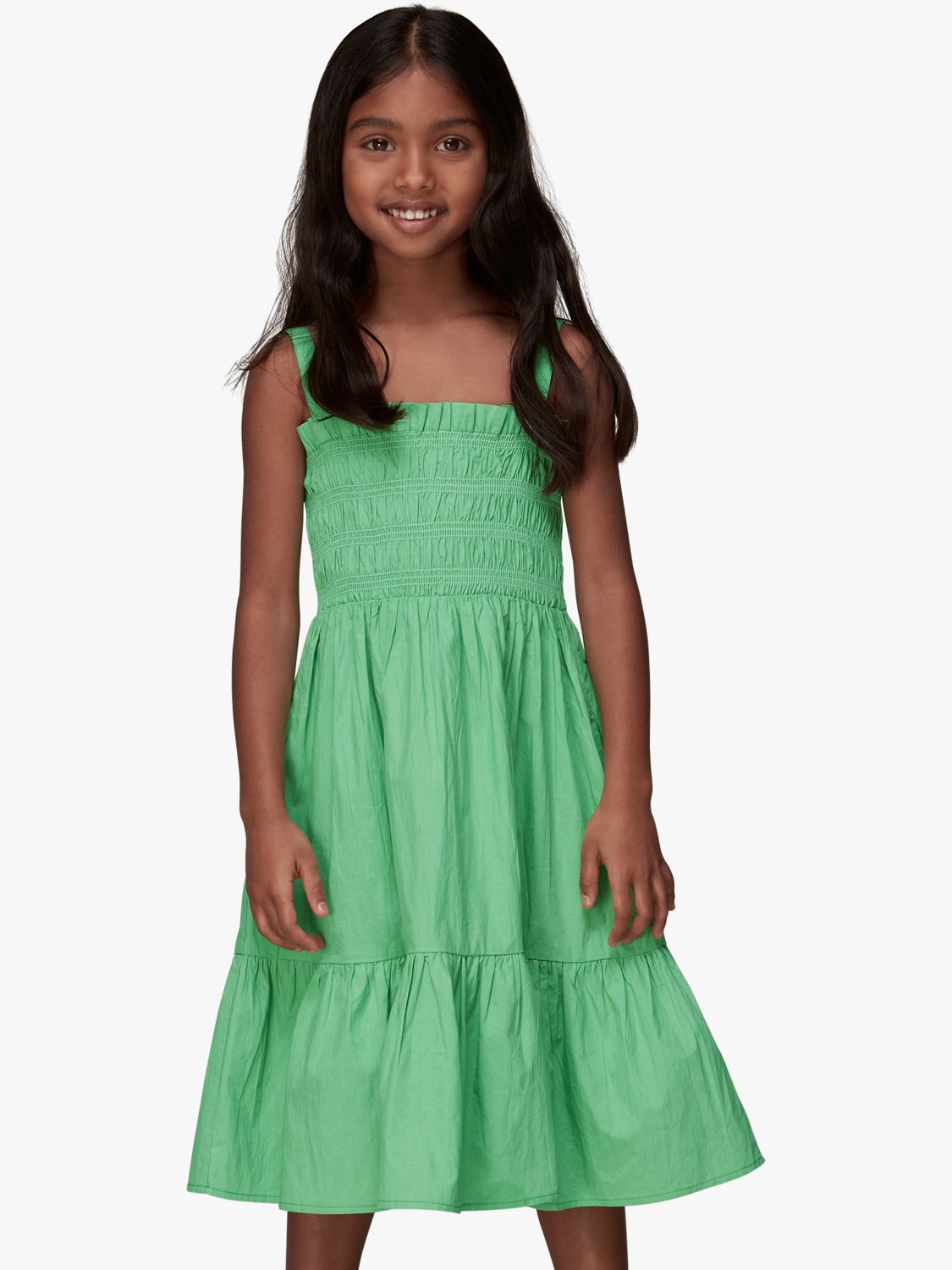 Whistles Kids' Penelope Cotton Sundress, Green, 4-5 years