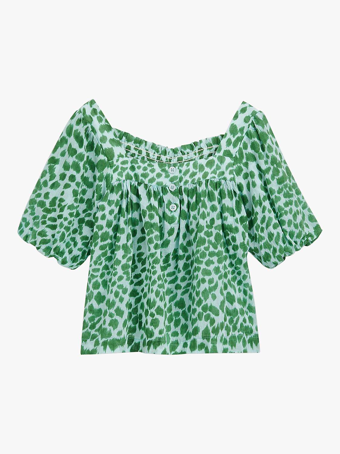 Buy Whistles Kids' Smooth Leopard Trapeze Top, Green/Multi Online at johnlewis.com