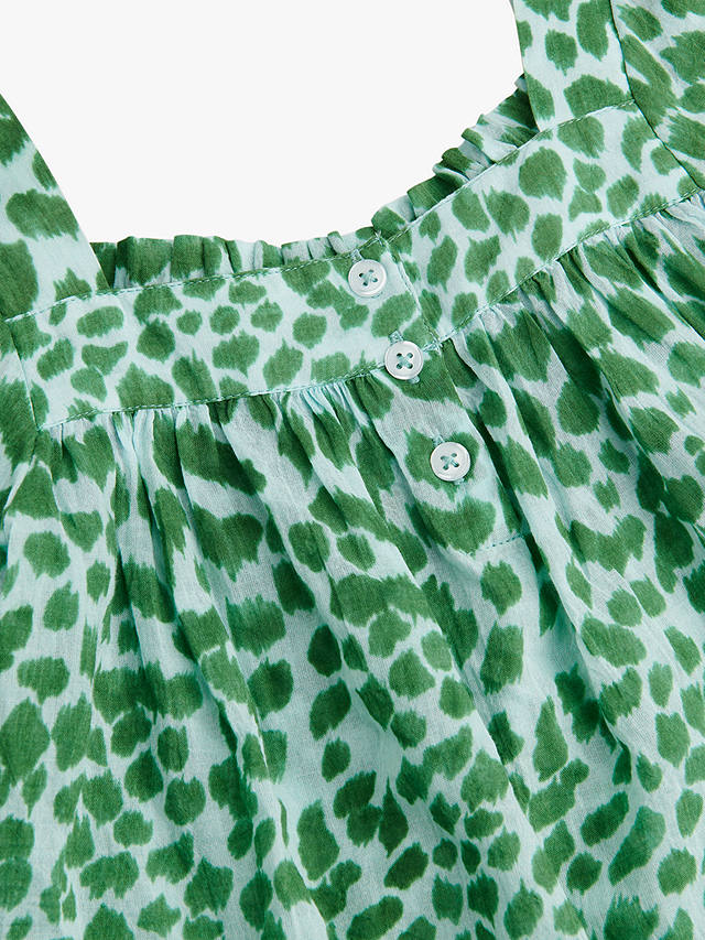 Whistles Kids' Smooth Leopard Trapeze Top, Green/Multi
