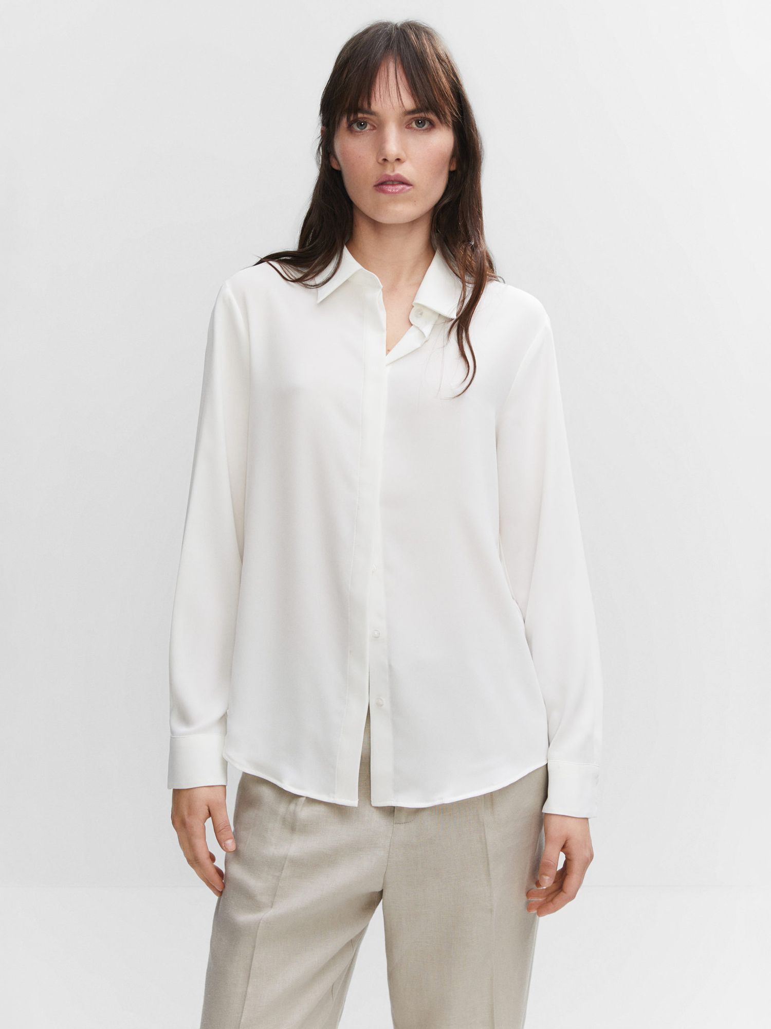 Mango Basic Straight Shirt, Natural White