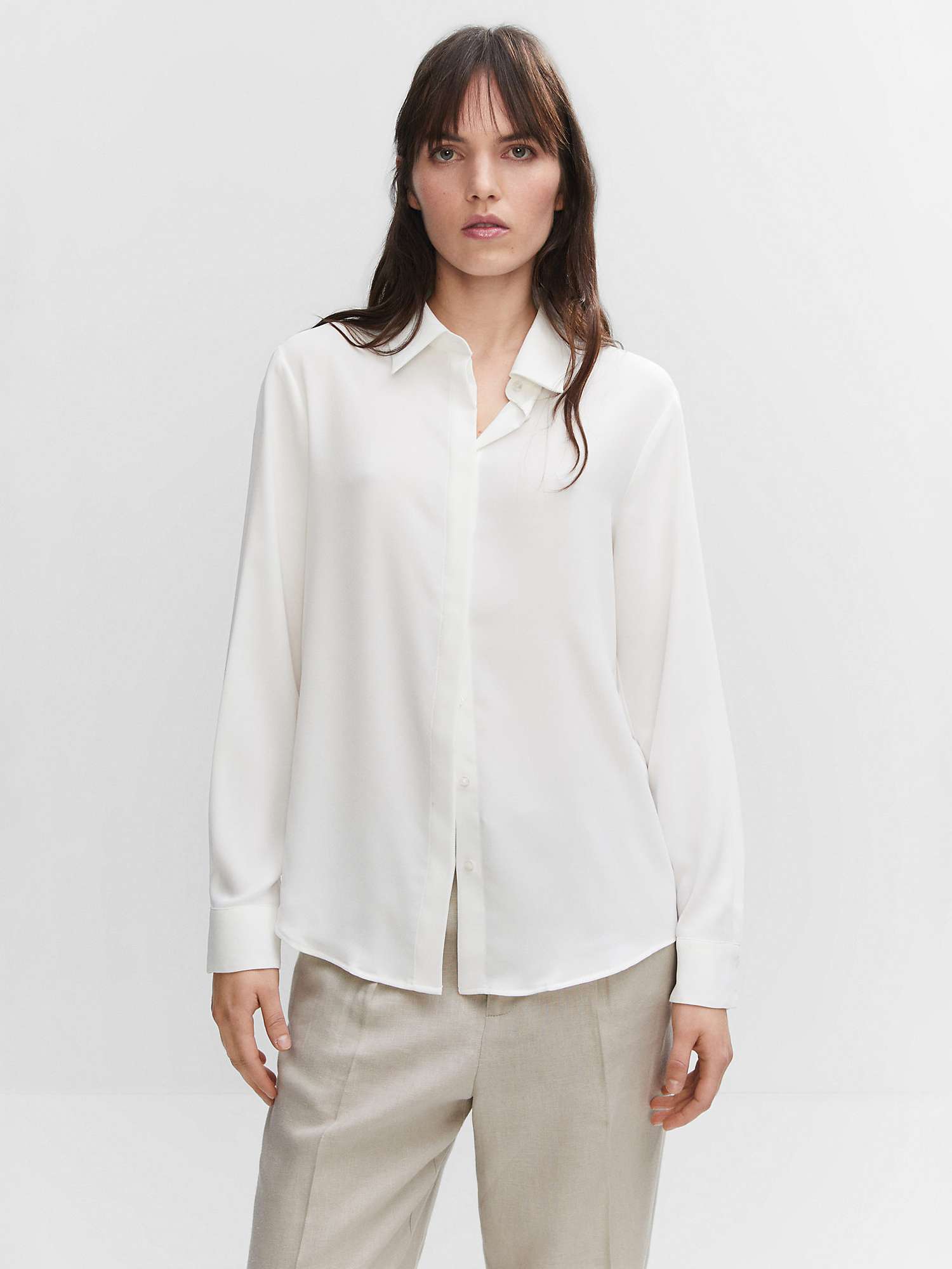 Mango Basic Straight Shirt, Natural White at John Lewis & Partners