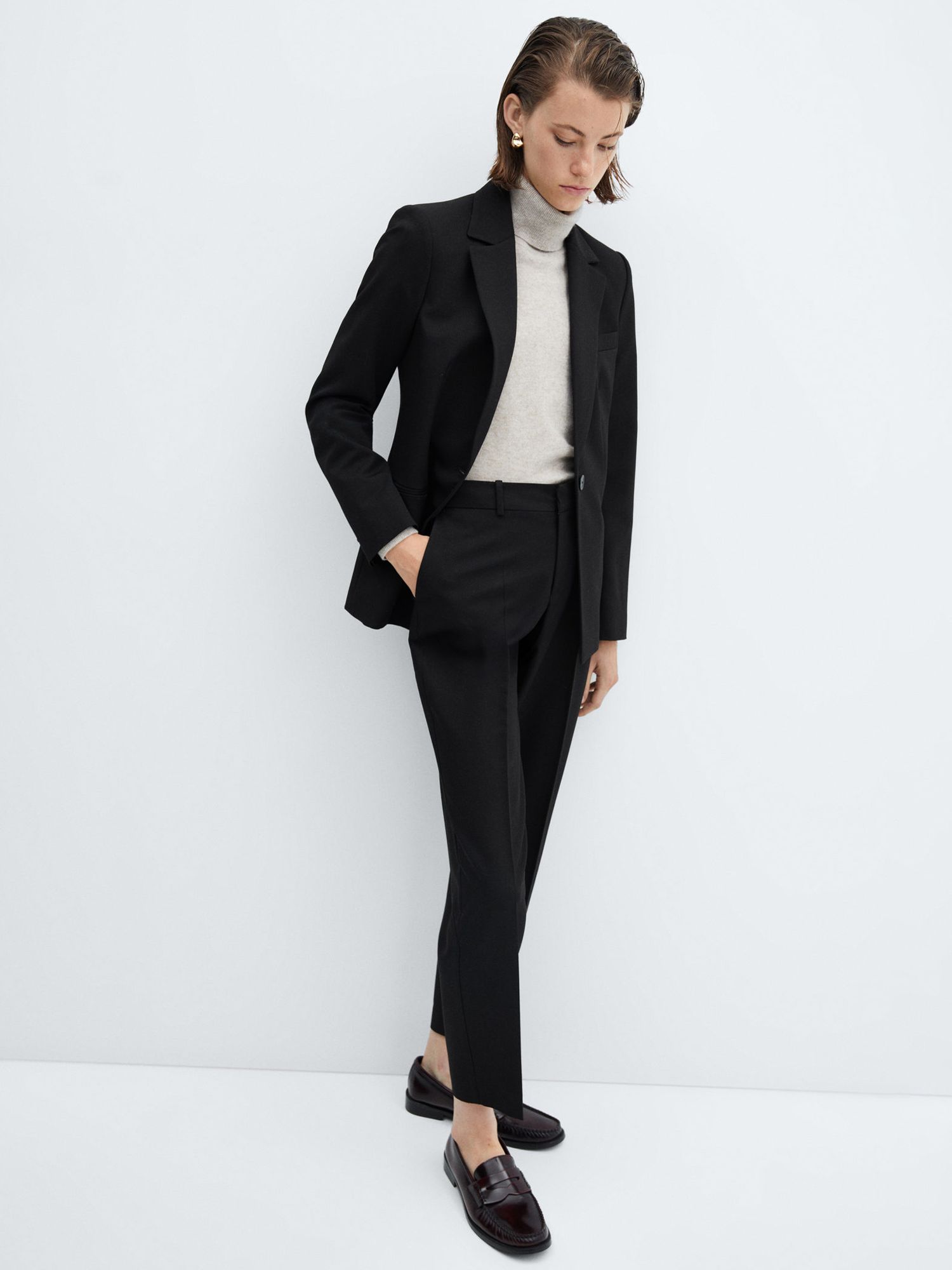 Mango Boreal Trousers, Black at John Lewis & Partners